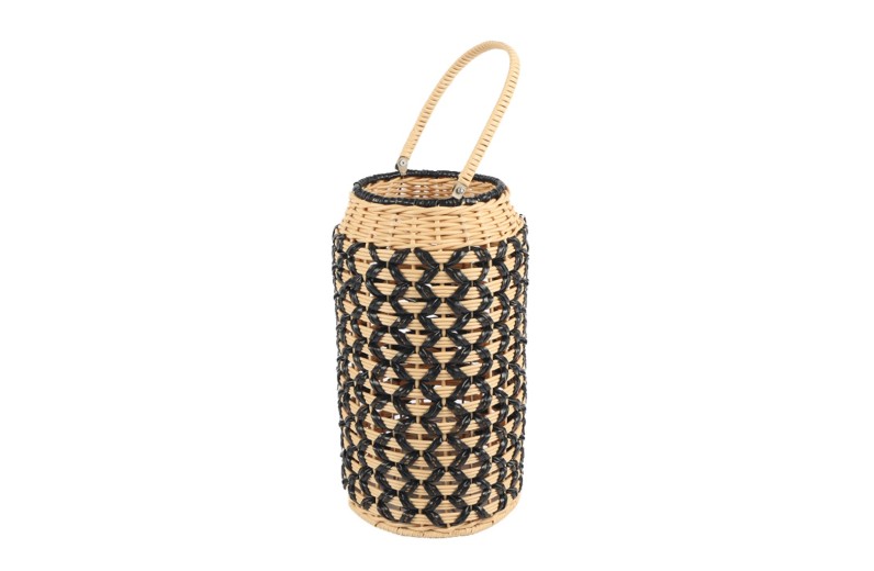ΦΑΝΑΡΙ RATTAN ΚΥΛΙΝΔ. ΜΠΕΖ/ΜΑΥΡΟ 22X39EK
