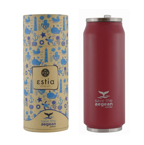 ESTIA ΘΕΡΜΟΣ TRAVEL CUP SAVE THE AEGEAN 500ml SCARLET RED