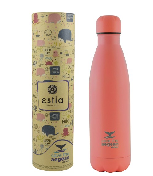 ESTIA ΘΕΡΜΟΣ TRAVEL FLASK SAVE THE AEGEAN 500ml FUSION CORAL