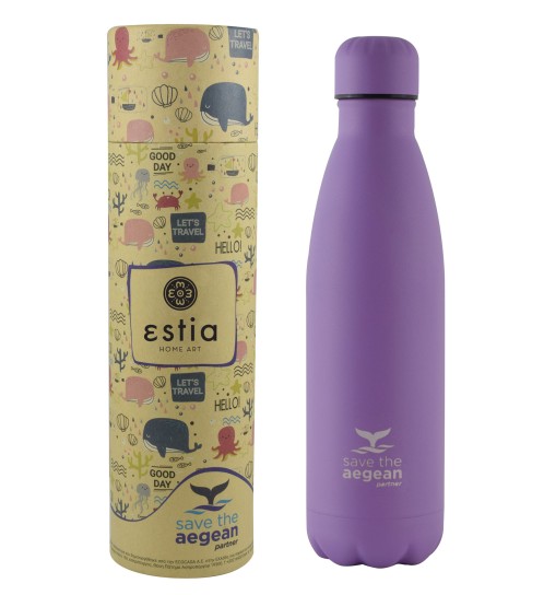 ESTIA ΘΕΡΜΟΣ TRAVEL FLASK SAVE THE AEGEAN 500ml LAVENDER PURPLE