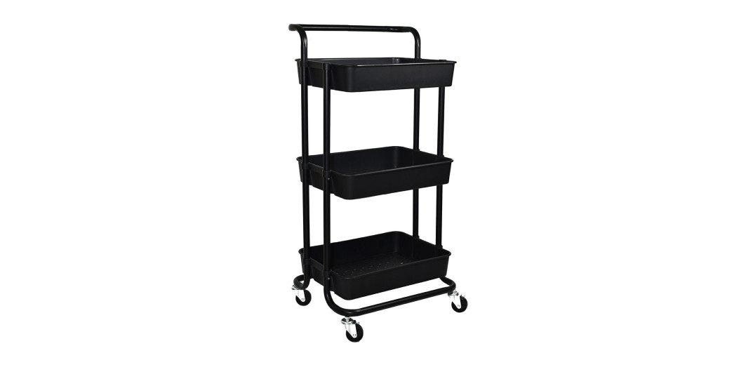 ESTIA ΤΡΟΛΕΪ ΚΟΥΖΙΝΑΣ ΜΕΤΑΛΛΙΚΟ 3 ΕΠΙΠΕΔΩΝ 43x36x86cm ΜΑΥΡΟ