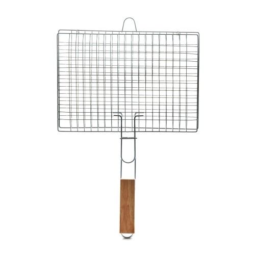 ESTIA ΣΧΑΡΑ ΨΗΣΙΜΑΤΟΣ BARBECUE ΜΕΤΑΛΛΙΚΗ 60x40cm ΜΕ ΞΥΛΙΝΗ ΛΑΒΗ