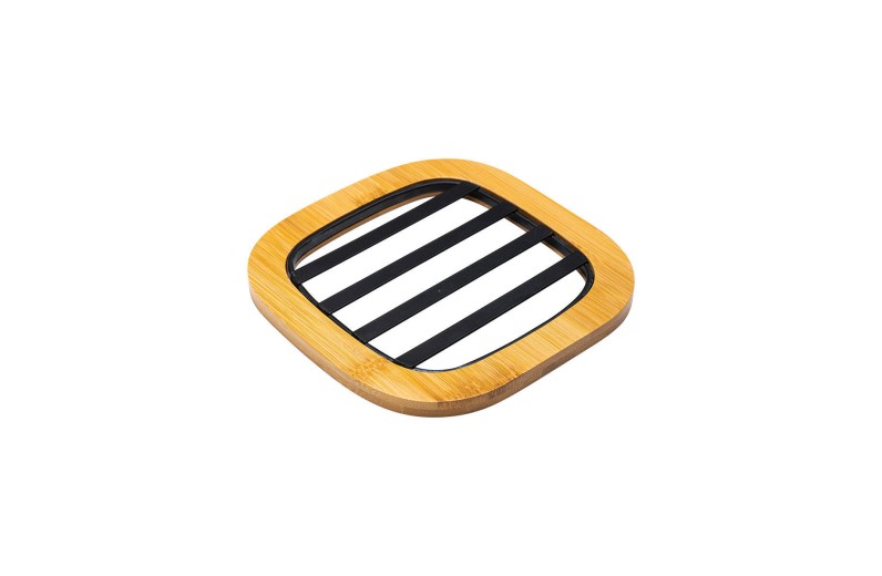 ESTIA ΒΑΣΗ ΜΑΓΕΙΡΙΚΟΥ ΣΚΕΥΟΥΣ BAMBOO ESSENTIALS MEΤΑΛΛΙΚΗ 17x17x1cm ΜΑΥΡΟ