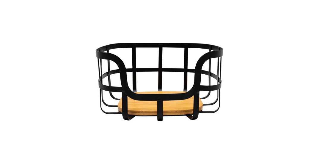 ESTIA ΦΡΟΥΤΙΕΡΑ BAMBOO ESSENTIALS ΜΕΤΑΛΛΙΚΗ 24x24x12.7cm ΜΑΥΡΗ
