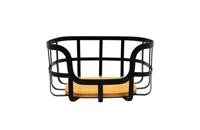ESTIA ΦΡΟΥΤΙΕΡΑ BAMBOO ESSENTIALS ΜΕΤΑΛΛΙΚΗ 24x24x12.7cm ΜΑΥΡΗ