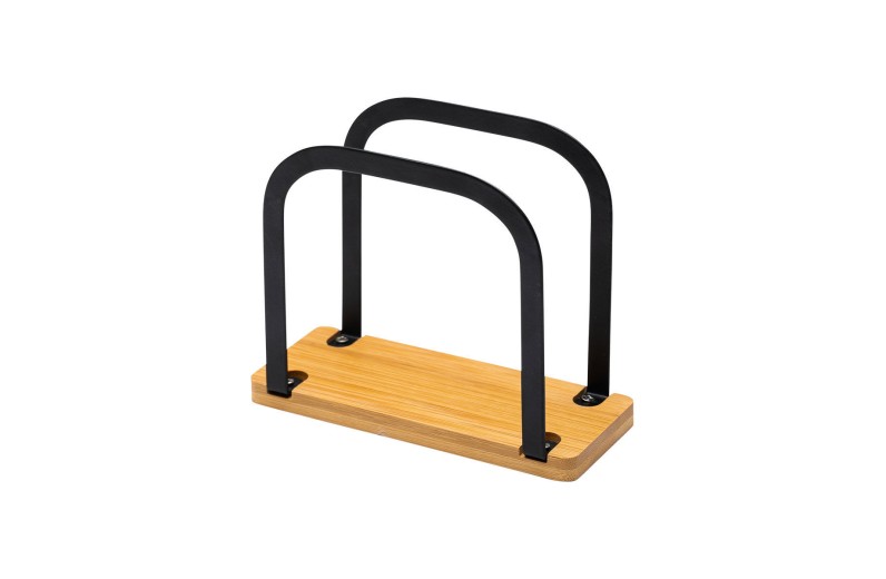 ESTIA ΧΑΡΤΟΠΕΤΣΕΤΟΘΗΚΗ BAMBOO ESSENTIALS ΟΡΘΙΑ ΜΕΤΑΛΛΙΚΗ 15x6x12.5cm ΜΑΥΡΗ