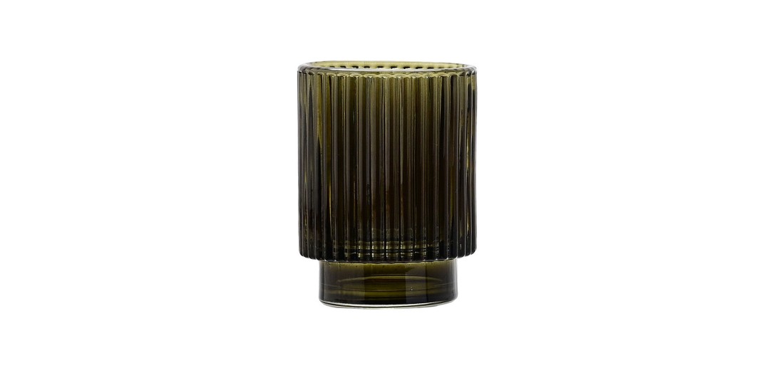 ESTIA ΠΟΤΗΡΑΚΙ ΜΠΑΝΙΟΥ OLIVE SERIES ΓΥΑΛΙΝΟ 7.5x7.5x9.7cm ΛΑΔΙ