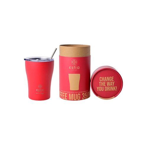 ESTIA ΘΕΡΜΟΣ COFFEE MUG SAVE THE AEGEAN 350ml SCARLET RED