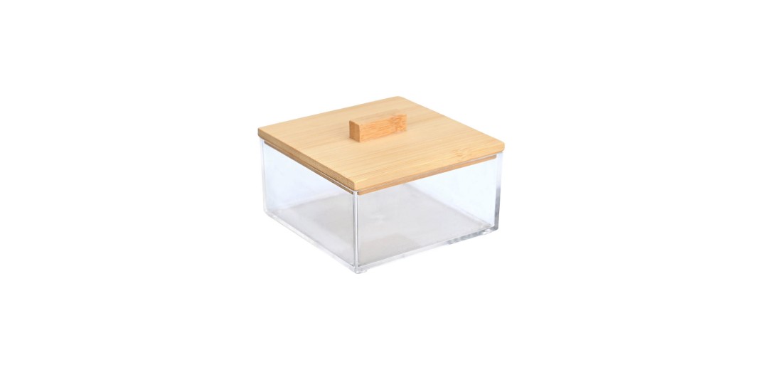 ESTIA ΚΟΥΤΙ ΑΠΟΘΗΚΕΥΣΗΣ & ΟΡΓΑΝΩΣΗΣ BAMBOO ESSENTIALS ΤΕΤΡΑΓΩΝΟ  9x9x6cm ΜΕ ΚΑΠΑΚΙ