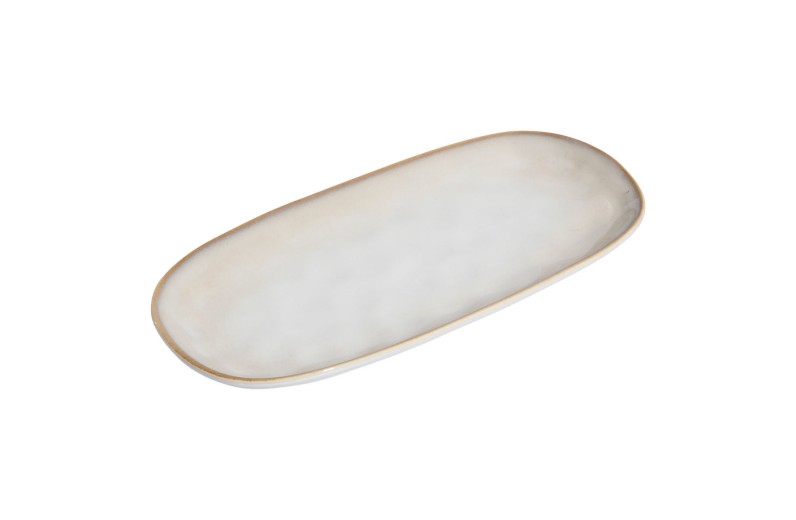 ESTIA ΠΙΑΤΕΛΑ ΟΒΑΛ VIGNETTE STONEWARE 31cm IVORY