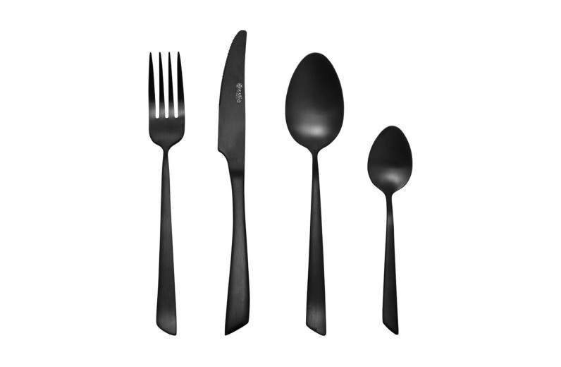 ESTIA ΣΕΤ ΜΑΧΑΙΡΟΠΙΡΟΥΝΑ EDGE BLACK ΑΝΟΞΕΙΔΩΤΟ ΑΤΣΑΛΙ 18/0 ΜΑΥΡΟ MAT 24 ΤΕΜ.
