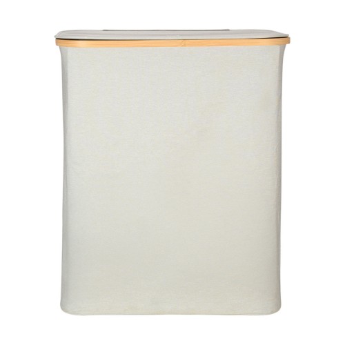 ESTIA ΚΑΛΑΘΙ ΑΠΛΥΤΩΝ BAMBOO ESSENTIALS 144lt ΜΕ ΚΑΠΑΚΙ ΚΑΙ 2 MESH BAGS 56x37x68cm ΓΚΡΙ