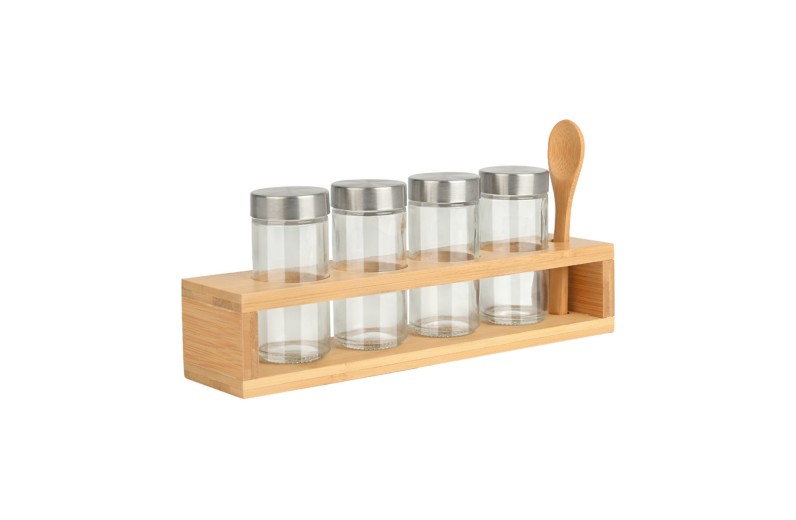 ESTIA ΔΟΧΕΙΑ ΜΠΑΧΑΡΙΚΩΝ BAMBOO ESSENTIALS ΓΥΑΛΙΝΑ ΣΕΤ 6 ΤΕΜ ΜΕ ΜΕΤΑΛΛΙΚΟ ΚΑΠΑΚΙ & ΒΑΣΗ BAMBOO ΜΕ ΚΟΥ