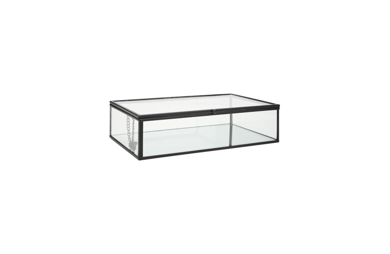 ESTIA ΚΟΥΤΙ ΟΡΓΑΝΩΣΗΣ ΓΥΑΛΙΝΟ ΜΕ ΚΑΘΡΕΠΤΗ & ΜΑΥΡΟ ΜΕΤΑΛΛΙΚΟ ΠΛΑΙΣΙΟ 24x14x6cm