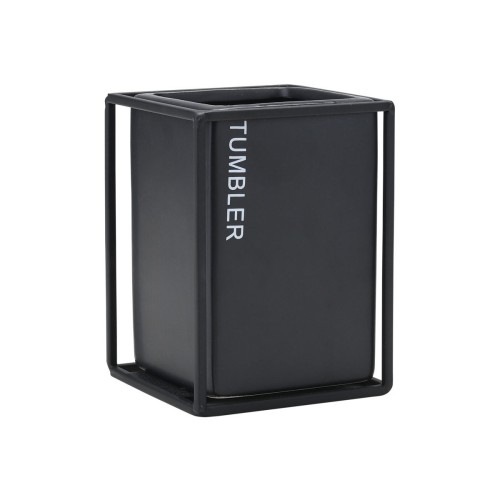 ESTIA ΠΟΤΗΡΑΚΙ ΜΠΑΝΙΟΥ CAGE ΚΕΡΑΜΙΚΟ ΜΑΥΡΟ ΜΕ ΜΕΤΑΛΛΙΚΟ ΠΛΑΙΣΙΟ