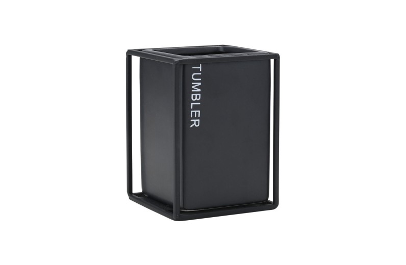 ESTIA ΠΟΤΗΡΑΚΙ ΜΠΑΝΙΟΥ CAGE ΚΕΡΑΜΙΚΟ ΜΑΥΡΟ ΜΕ ΜΕΤΑΛΛΙΚΟ ΠΛΑΙΣΙΟ