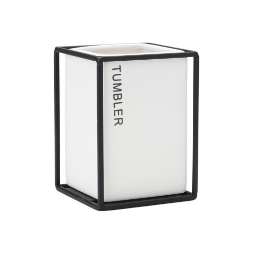 ESTIA ΠΟΤΗΡΑΚΙ ΜΠΑΝΙΟΥ CAGE ΚΕΡΑΜΙΚΟ ΛΕΥΚΟ ΜΕ ΜΕΤΑΛΛΙΚΟ ΠΛΑΙΣΙΟ