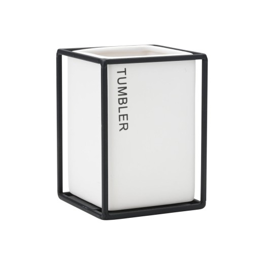 ESTIA ΠΟΤΗΡΑΚΙ ΜΠΑΝΙΟΥ CAGE ΚΕΡΑΜΙΚΟ ΛΕΥΚΟ ΜΕ ΜΕΤΑΛΛΙΚΟ ΠΛΑΙΣΙΟ