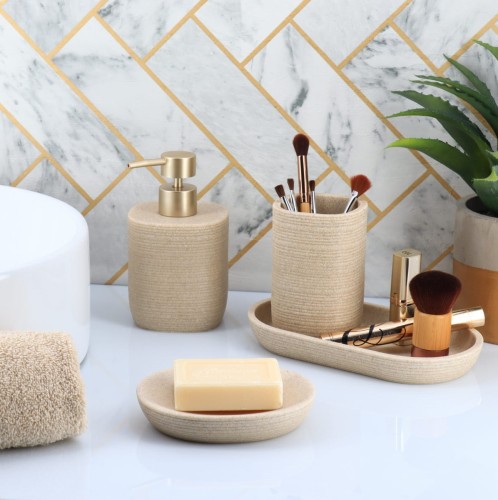 Σέτ 3 τεμάχια αξεσουάρ μπάνιου polyresn Eurocasa