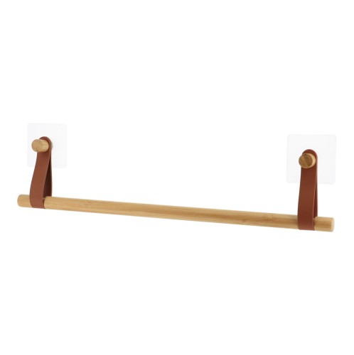 Βάση bamboo για πετσέτες με δερμάτινο λουρί