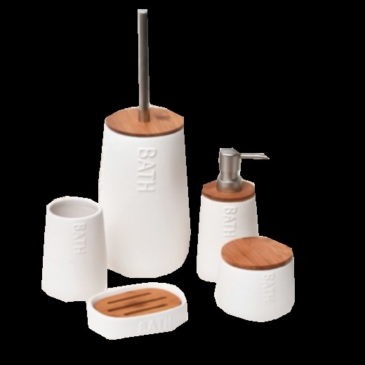 Σετ Μπάνιου 4 τεμάχια Βamboo Bath Λευκό χωρίς πιγκάλ  (Σέτ με το 6229-6228-6230-6232)).