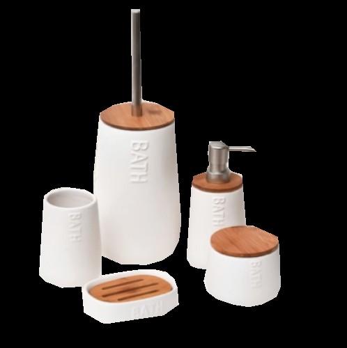 Σετ Μπάνιου 4 τεμάχια Βamboo Bath Λευκό χωρίς πιγκάλ  (Σέτ με το 6229-6228-6230-6232)).