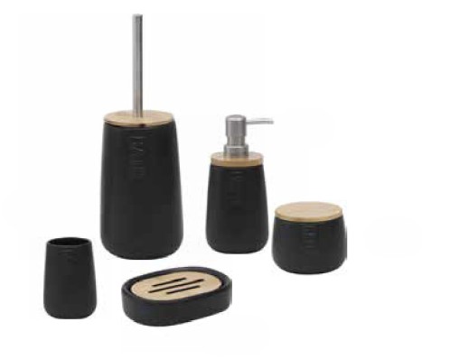 Σέτ μπάνιου bamboo bath  5 τεμάχια μαύρο. (Σέτ με το 6229-6228-6230-6232)