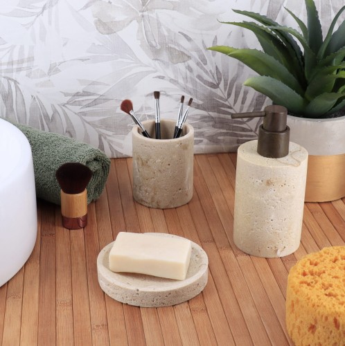 Σετ 4 τεμάχια ντισπένσερ – θήκη οδ/ρτσας – σαπουνοθήκη-βαμβακοθήκη  polyresin