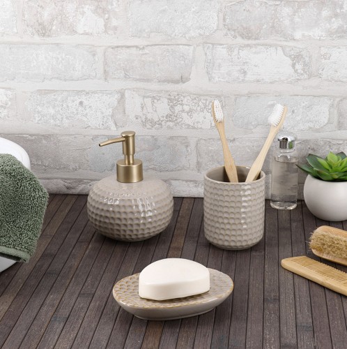 Σετ 3 τεμάχια αξεσουάρ μπάνιου stoneware Eurocasa