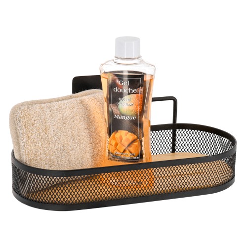 Μεταλλικό ράφι οβάλ με bamboo 11,5x11x25 cm Eurocasa