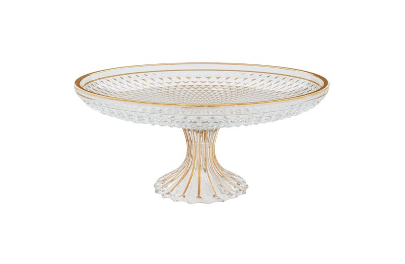 ΓΥΑΛΙΝΗ ΠΙΑΤΕΛΑ ΜΕ ΠΟΔΙ ΚΑΙ ΧΡΥΣΗ ΡΙΓΑ 30Χ13ΕΚ