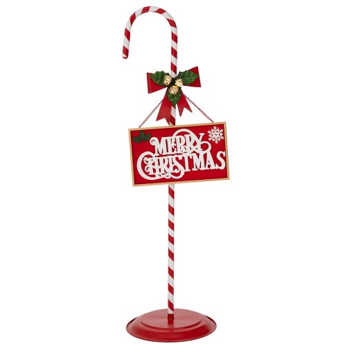 ΚΟΚΚΙΝΟ ΡΙΓΕ ΜΕΤΑΛΛΙΚΟ ΔΙΑΚΟΣΜΗΤΙΚΟ ΜΠΑΣΤΟΥΝΙ  MERRY CHRISTMAS 30Χ30Χ100ΕΚ