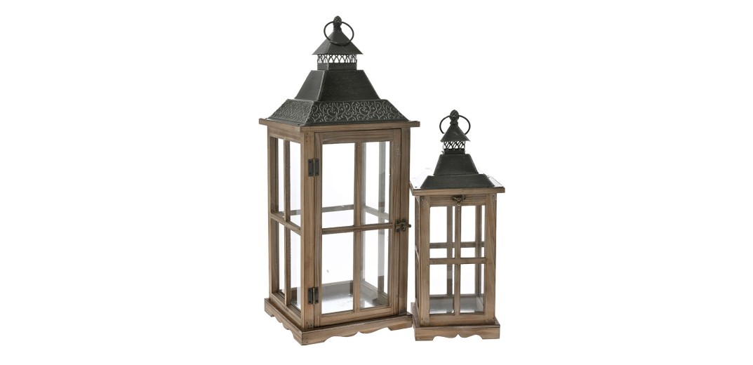 ΣΕΤ 2 ΚΑΦΕ ΞΥΛΙΝΟ ΦΑΝΑΡΙ 25X25X67 17X17X47EK