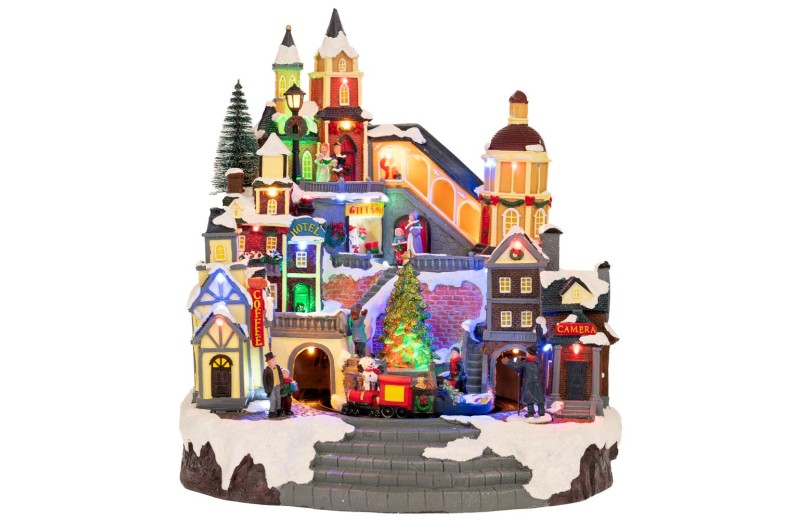 ΧΡΙΣΤΟΥΓΕΝΝΙΑΤΙΚΟ ΦΩΤΙΖΟΜΕΝΟ ΧΩΡΙΟ ΜΕ ΤΡΕΝΟ ΠΟΥ ΚΙΝΕΙΤΑΙ 33Χ30Χ37ΕΚ ΡΕΥΜΑΤΟΣ