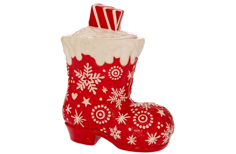 ΚΟΚΚΙΝΗ ΛΕΥΚΗ ΚΕΡΑΜΙΚΗ ΜΠΙΣΚΟΤΙΕΡΑ ΣΕ ΣΧΗΜΑ ΜΠΟΤΑΣ 23Χ15Χ28ΕΚ