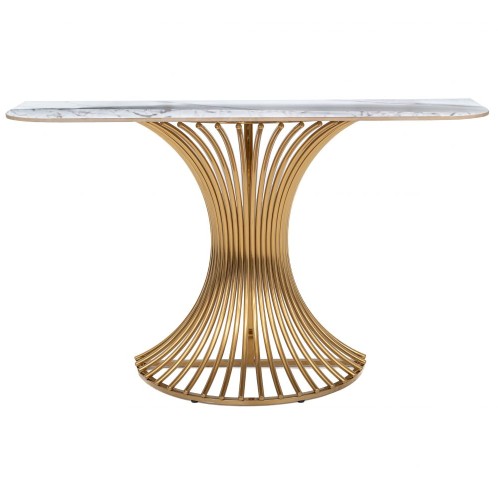 ΚΟΝΣΟΛΑ ΧΡΥΣΗ ΜΕΤΑΛΛΙΚΗ 130Χ40Χ80ΕΚΜΕ ΛΕΥΚΗ ΚΕΡΑΜΙΚΗ ΕΠΙΦΑΝΕΙΑ (ΕΦΕ ΜΑΡΜΑΡΟΥ)