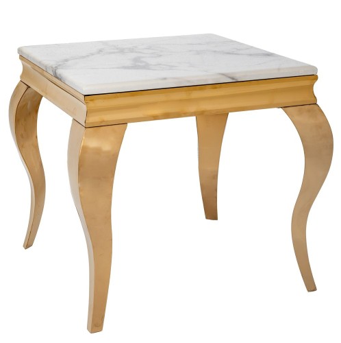 ΧΡΥΣΟ ΜΕΤΑΛΛΙΚΟ ΤΡΑΠΕΖΑΚΙ 50Χ50Χ50ΕΚ ΜΕ ΛΕΥΚΗ ΜΑΡΜΑΡΙΝΗ ΕΠΙΦΑΝΕΙΑ