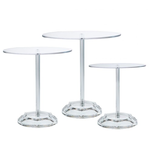 ΣΕΤ 3 ΔΙΑΦΑΝΕΣ ΑΚΡΥΛΙΚΕΣ ΣΤΡΟΓΓΥΛΕΣ ΠΙΑΤΕΛΕΣ ΜΕ ΠΟΔΙ Φ20Χ21 Φ24Χ26 Φ30Χ31ΕΚ