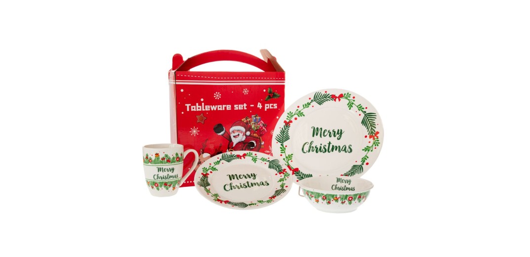 ΣΕΤ 4 ΚΕΡΑΜΙΚΟ ΣΕΡΒΙΤΣΙΟ MERRY CHRISTMAS