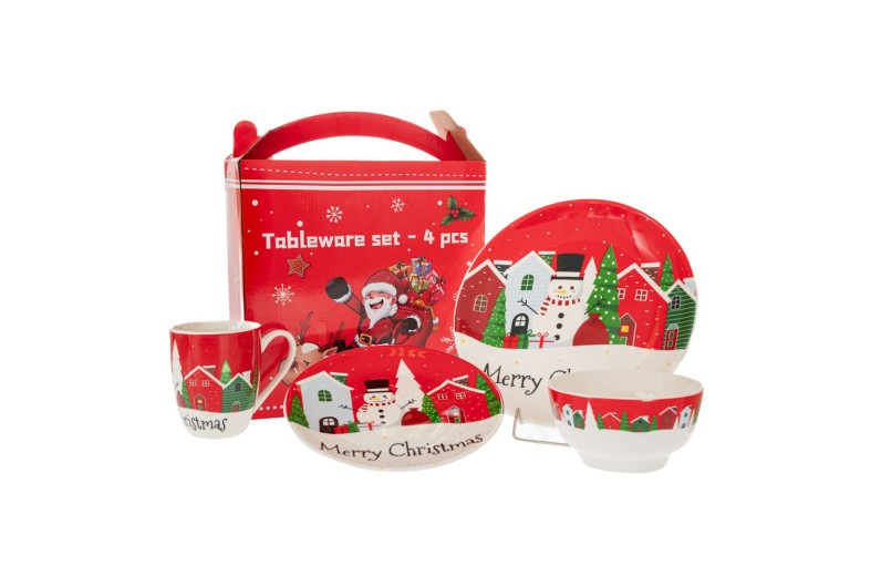 ΣΕΤ 4 ΚΕΡΑΜΙΚΟ ΣΕΡΒΙΤΣΙΟ ΜΕ ΧΙΟΝΑΝΘΡΩΠΟ AND ΣΠΙΤΑΚΙΑ