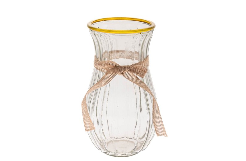 ΔΙΑΦΑΝΟ  ΓΥΑΛΙΝΟ ΒΑΖΟ ΜΕ ΧΡΥΣΟ ΓΕΙΣΟ 13Χ23ΕΚ