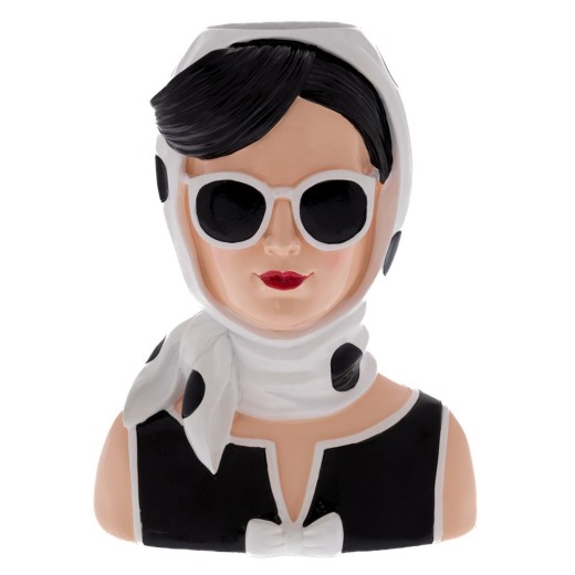 ΑΣΠΡΟΜΑΥΡΟ ΠΟΛΥΡΕΖΙΝ ΒΑΖΟ ΣΕ ΣΧΗΜΑ ΡΕΤΡΟ ΓΥΝΑΙΚΑ 20Χ14Χ25ΕΚ