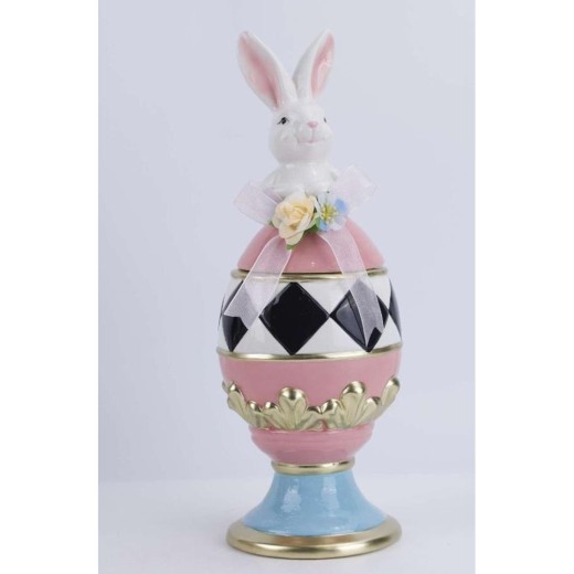 ΡΟΖ ΚΕΡΑΜΙΚΟ ΑΥΓΟ ΜΠΙΣΚΟΤΙΕΡΑ ΜΕ ΛΑΓΟ AND ΧΡΥΣΕΣ ΛΕΠΤΟΜΕΡΕΙΕΣ 13,5Χ13,5Χ37ΕΚ