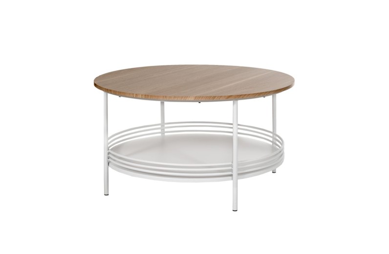 ΤΡΑΠΕΖΙ ΛΕΥΚΟ ΜΕΤΑΛΛΙΚΟ ΣΤΡΟΓΓΥΛΟ ΜΕ ΞΥΛΙΝΗ ΕΠΙΦΑΝΕΙΑ Φ75Χ40ΕΚ.