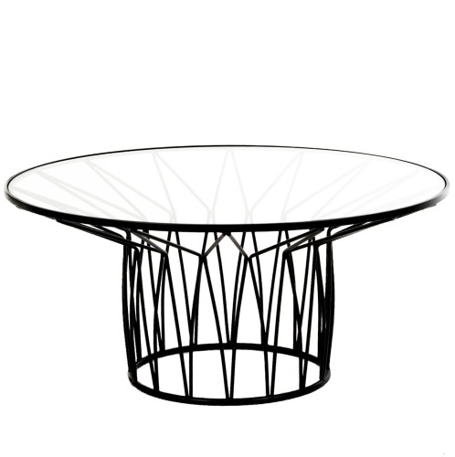 ΜΑΥΡΟ ΜΕΤΑΛΛΙΚΟ ΤΡΑΠΕΖΙ ΜΕ ΓΥΑΛΙΝΗ ΕΠΙΦΑΝΕΙΑ 85Χ85Χ40ΕΚ.