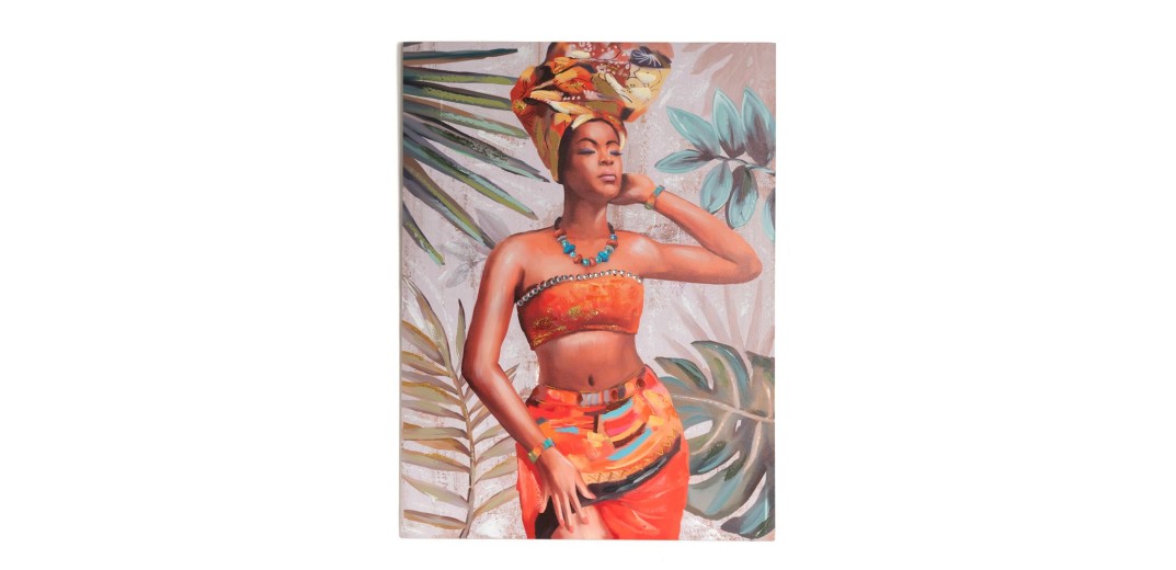 ΠΙΝΑΚΑΣ ΕΛΑΙΟΓΡΑΦΙΑ ΣΕ ΤΥΠΩΜΕΝΟ ΚΑΜΒΑ ΜΕ ΑΦΡΙΚΑΝΑ ΓΥΝΑΙΚΑ  90Χ3Χ120ΕΚ