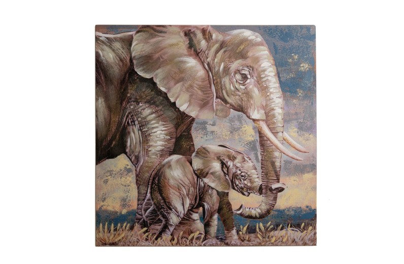 ΠΙΝΑΚΑΣ ΕΛΑΙΟΓΡΑΦΙΑ ΣΕ ΤΥΠΩΜΕΝΟ ΚΑΜΒΑ ΜΕ ΕΛΕΦΑΝΤΕΣ 100Χ3Χ100ΕΚ