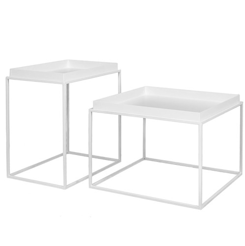 ΣΕΤ 2 ΛΕΥΚΟ ΜΕΤΑΛΛΙΚΟ ΤΡΑΠΕΖΙ 60Χ60Χ40 56Χ38Χ54ΕΚ