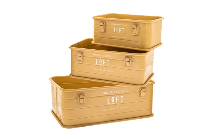 ΣΕΤ 3 ΚΙΤΡΙΝΑ ΜΕΤΑΛΛΙΚΑ ΚΟΥΤΙΑ 46Χ31Χ19 39Χ26Χ17 32Χ21Χ15ΕΚ