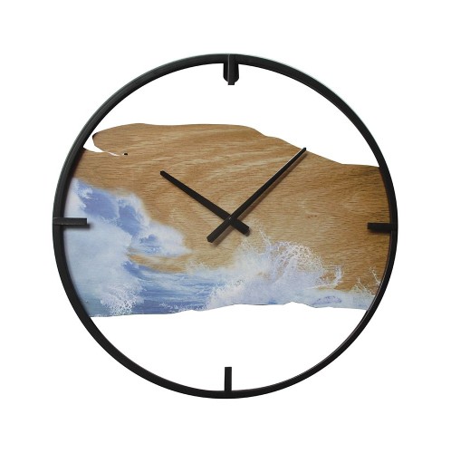 ΣΙΔΕΡΕΝΙΟ ΡΟΛΟΙ ΤΟΙΧΟΥ ΜΕ ΤΥΠΩΜΑ ΣΕ ΞΥΛΟ WAVES 55x55x4EK